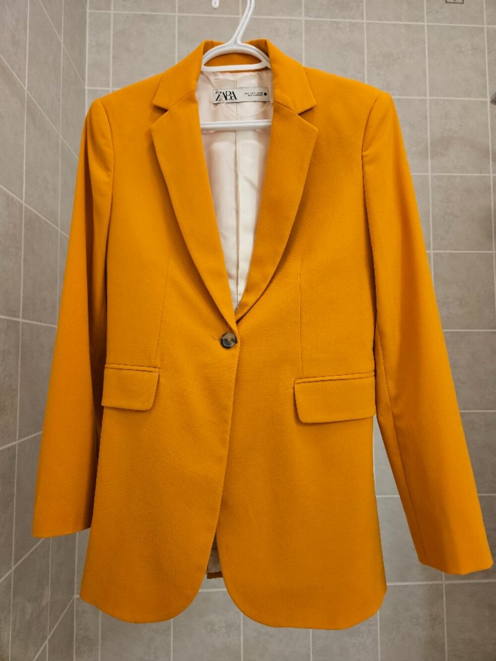 Zara NWOT tailored longline orange blazer jacket size S